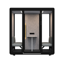 Cabine insonorisée modulaire moderne en alliage d'aluminium avec éclairage LED et isolation pour hôtel, bureau, usage domestique