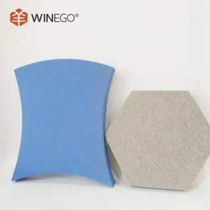WINEGO Звукоизоляционная тканевая акустическая стеновая панель шестиугольной формы экологически чистая Стекловолоконная акустическая шерстяная стеновая панель - Product Image 4