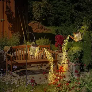 Wasserdichte hängende Laterne Garten leuchten Dekoration mit Lichterkette Patio Yard Tisch pfad Solar Outdoor Gießkanne Lichter
