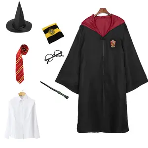 Unisex Tovenaar Wereld School Uniform Lange Mouwen Cosplay Kostuum Voor Kinderen En Volwassenen Toverstaf Gewaad Voor Halloween Studenten Cape