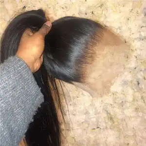 360 Rambut Palsu Peruvian Murah Guangzhou Lace Wig, 360 Lace Frontal Wig Sebelum Dipetik dengan Bayi Rambut, 100% Wig Rambut Manusia Renda Penuh 360
