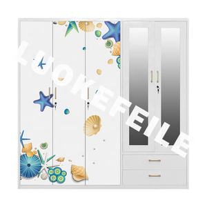 מותאם אישית 5 דלת מראה עיצוב מגירת אחסון ארון בגדים בגדים ריהוט חדר שינה מתכת + ארון בגדים - Product Image 1