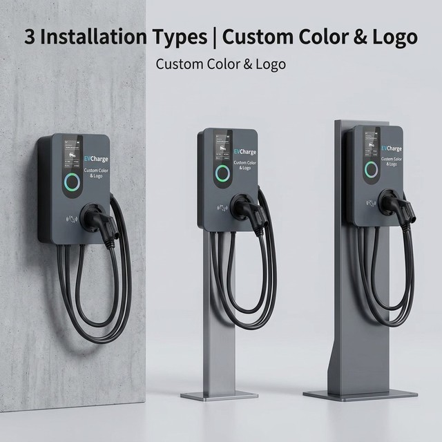 New OCPP 1.6J 7kW Single Phase Wallbox AC EV Charger with Remote Control for Bulk Supply Workplace Commercial Parking Lot Use