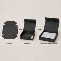 Boîte cadeau noire mate personnalisée avec impression, fermeture magnétique rigide, pliable, impression sur papier de soie, vente en gros directe d'usine, emballage plat