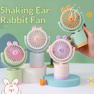 Mini ventilateur de <span class=keywords><strong>bureau</strong></span> silencieux à piles au lithium rechargeable par USB, motif petit pot de fleurs mignon, idéal pour l'été, cadeau d'anniversaire pour <span class=keywords><strong>fille</strong></span> - Product Image 3