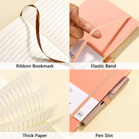 Cahiers A5 en cuir PU 200 pages papier épais carnet de notes blanc avec bande élastique stylo fente ruban signet pour étudiant