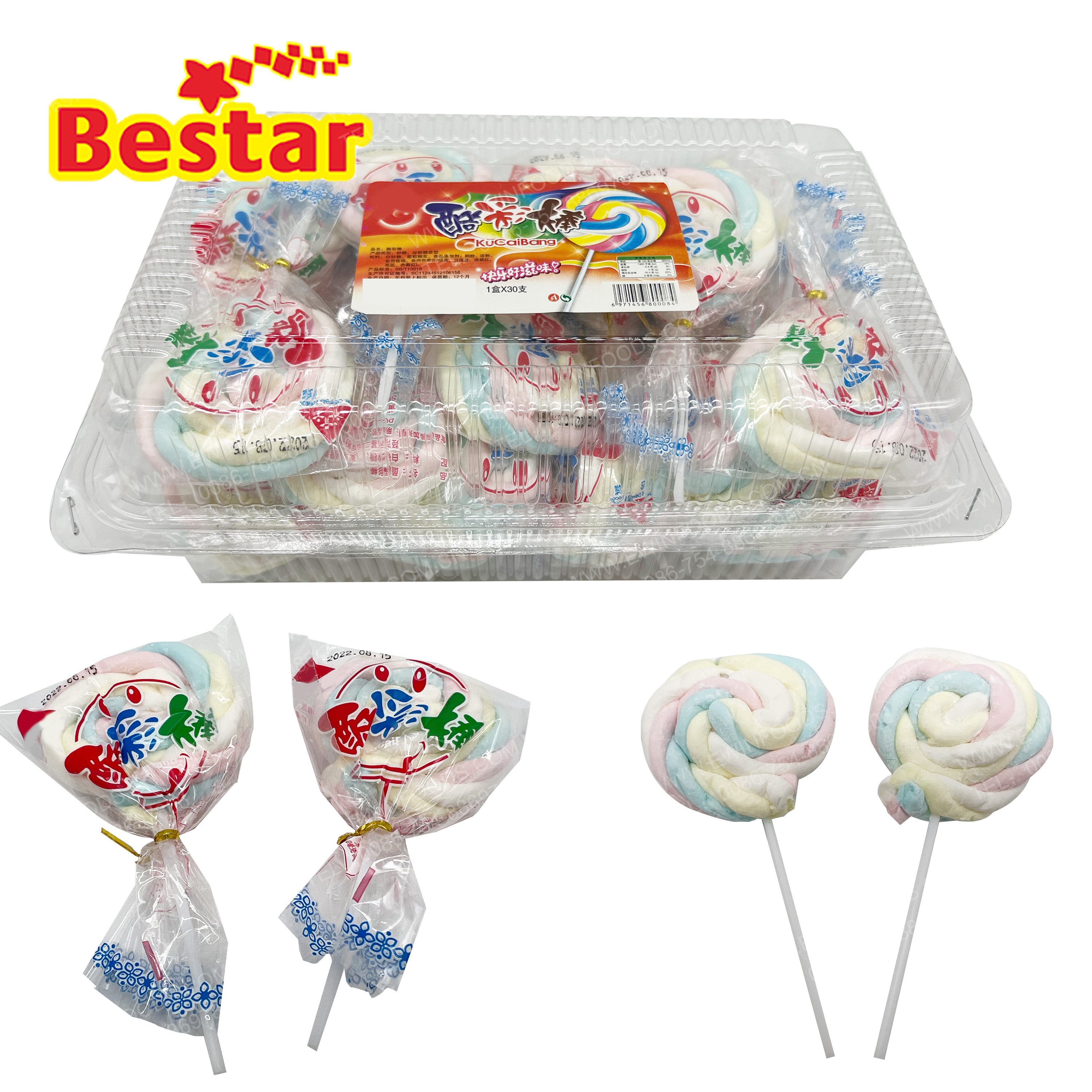 Кондитерские конфеты витые marshmallow swirl lollipop фруктовый вкус marshmallow оптом