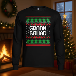Maglietta a maniche lunghe con maglione natalizio Groom Squad Ugly Christmas Sweater, regali di Natale - Product Image 2