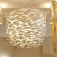 Lustre moderne personnalisé de haute qualité lumière grand poisson céramique pour la maison centre commercial hôtel fruits de mer Restaurant projet de salle à manger