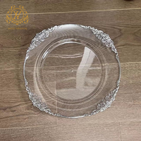Assiette de Présentation Ronde en Plastique Transparente Dorée pour Mariages, Hôtels et Fêtes