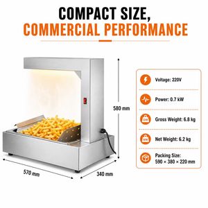 Pemanas Kentang Goreng Stainless Steel Komersial untuk Meja, Kontrol Suhu Otomatis, Hemat Energi A++ - Product Image 2