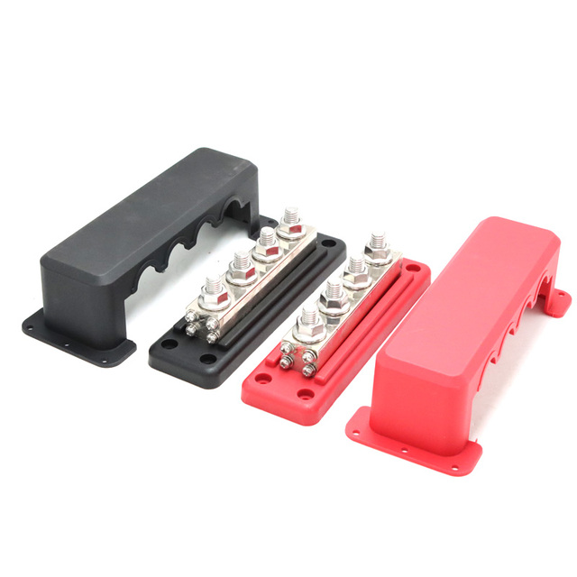48V 600A Electric Busbar with 3/8\" M10 Studs Plastic/Copper/Nylon Terminal Blocks for Solar RV Marine Car Automotive Use