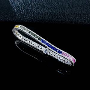 กำไลข้อมือเทนนิสประดับไพลินสังเคราะห์ไล่เฉดสี - Product Image 2
