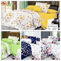 Parure de lit 4 pièces 3 places de qualité supérieure avec drap plat et taies d'oreiller, taille King, 100% coton