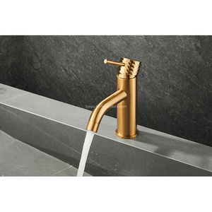 Rubinetto per <span class=keywords><strong>lavabo</strong></span> <span class=keywords><strong>monocomando</strong></span> <span class=keywords><strong>a</strong></span> basso profilo con maniglie intagliate, finitura oro spazzolato, il più venduto del 2026 - Product Image 2