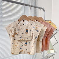 Bavoirs pour enfants sans manches, imperméables, à fermeture boutonnée, lavables, résistants à l'huile, faciles à nettoyer, pour tout-petits, 100% polyester, bavoir pour bébé