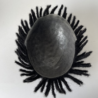 Sistem Rambut Dreadlock Hitam Grosir untuk Pria, Topper Berbahan Kulit, Wig Dread Locs dengan Basis Poli, Toupee Pria dengan Rambut Pendek