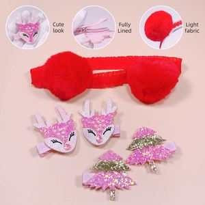 20817 YOKIKIDS Barrette à cheveux Noël style doux avec nœud et motif bois de cerf, pince BB avec sequins en cristal de 10 cm, accessoire de coiffure pour filles - Product Image 3