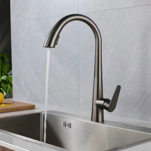 Robinet de cuisine en acier inoxydable 304, finition or brossé, avec douchette extractible et flexible intégrée, <span class=keywords><strong>mitigeur</strong></span> d'évier eau chaude et froide, pulvérisateur rétractable - Product Image 3
