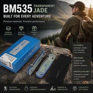 มีดพับ BM535 Bugout รุ่นสั่งทำพิเศษ ทำจากเหล็กกล้าไร้สนิม S30V ด้ามจับ G10 สีหยกใส สำหรับกิจกรรมกลางแจ้ง ตั้งแคมป์ เอาตัวรอด EDC ของขวัญจากโรงงาน - Product Image 5