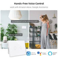 Interrupteur mural tactile Wifi Standard US amélioré Compatible avec neutre/non neutre 1/2/3/4 Gang blanc noir Gua panneau en verre trempé