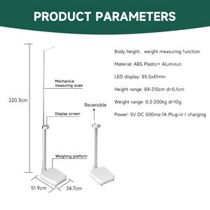 Báscula de composición corporal inteligente Digital para hospitales mecánicos ultrasónicos, báscula de <span class=keywords><strong>peso</strong></span> de <span class=keywords><strong>altura</strong></span> de grasa corporal de 200KG IMC para humanos - Product Image 2