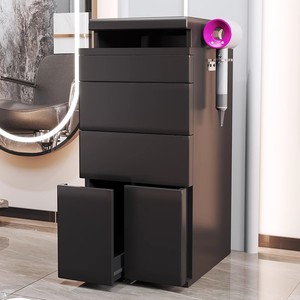Wholesale Salon Furniture 4-Tier Salon Cabinet <b>Trolley</b> Cart with Hidden Storage Tray Wooden Drawers for Hair Salon Barber Shop - Product Image 2