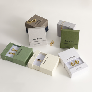 Custom Square Jewelry Storage Drawer <b>Box</b> Eco-friendly Cardboard <b>Necklace</b> Ring Earrings Pendant Studs Valentine's Day Jewelry <b>Box</b> - Product Image 4