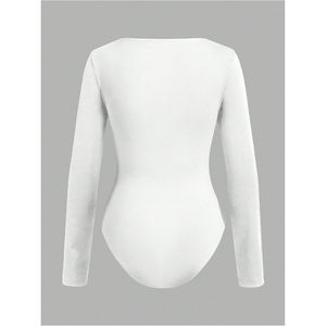 Justaucorps à manches longues pour filles, col carré, en coton et élasthanne respirant, vêtements de gymnastique - Product Image 4