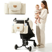 Organisateur de poussette avec porte-mouchoirs et doubles poches pour biberons, sac à couches suspendu multifonction pour poussettes