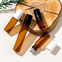 Flacon cylindrique en verre brun avec bille roulante 3ml 5ml 10ml pour crème contour des yeux, massage, échantillon de parfum, huile essentielle – Bouteille vide