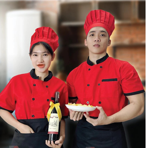 Chaqueta de chef de uniforme de cocinero de manga corta para uniformes de restaurantes para cocineros fabricados en Vietnam - Product Image 6