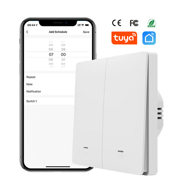 Tuya WIFI 1/2/3Gang Wireless Smart Wall Touch Switch Tempered Glass Panel Switch Support Alexa Voice Control