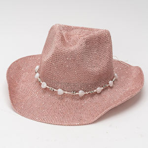 Chapeau de cowboy occidental européen américain unisexe, chapeau de jazz à large bord avec paillettes, chapeau d'été respirant, protection solaire - Product Image 2