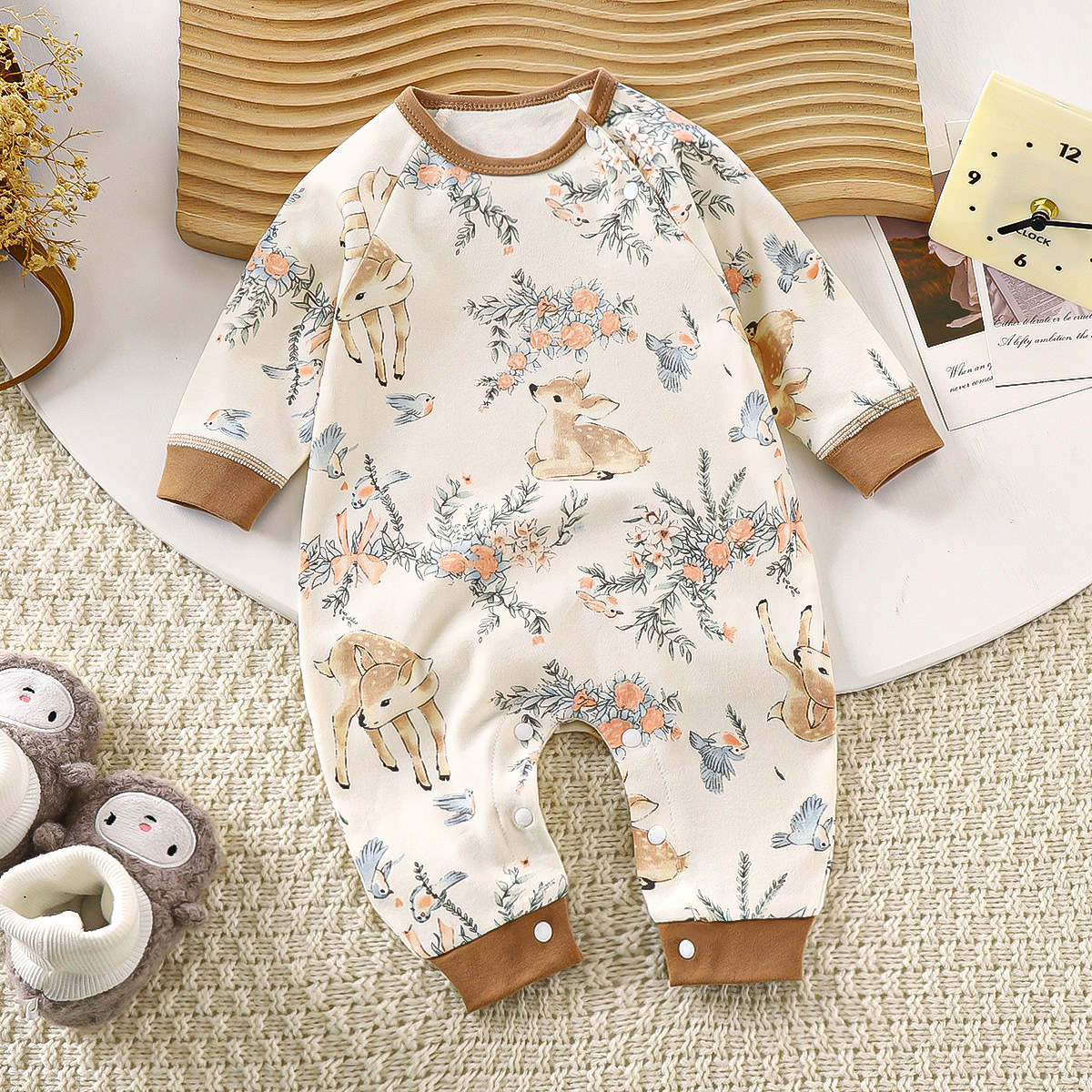 ORANGLES Unisex Baby Cartoon Romper – Spring Autumn Long Sleeve Newborn Crawling Suit in Soft Combed Cotton - high resolution display - Image 2 of 4 | perfect for office | California | Free Shipping ORANGLES