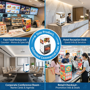 Exhibidor de Mesa Giratorio de Acrílico de 3 Caras Personalizado al por Mayor, Soporte Transparente para Menús, Letreros y Pósteres para Restaurantes y Hoteles - Product Image 2
