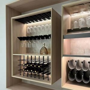 Meuble à vin moderne personnalisé en bois et métal avec portes vitrées et éclairage LED pour le rangement et la présentation des bouteilles - Product Image 2