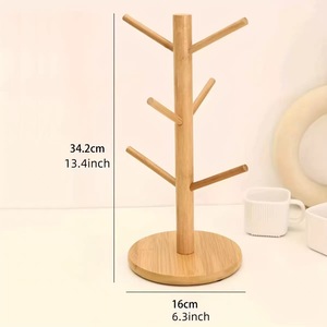 Bamboo Mug Holder Stand Round Shape Cup <b>Rack</b> For <b>Kitchen</b> Storage Organization - Product Image 3