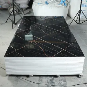 Placa de PVC UV para decoração de paredes, placa de PVC UV 3mm à prova d'água para decoração de interiores, cor marmoreia
