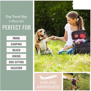 BSCI Factory Dog Supplies - Organizador de Accesorios para Bolsa de Viaje, Juego de 5 Piezas para Cachorros con Correa para el Hombro y 2 Compartimentos para Comida de Mascotas - Product Image 2