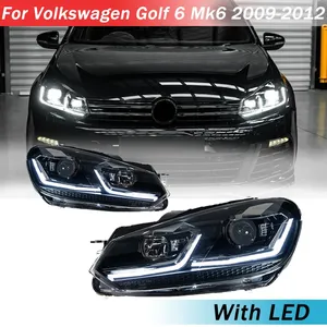 ไฟหน้ารถยนต์แบบ LED สำหรับ Golf 6 Mk6 ปี 2009-2012 พร้อมไฟวิ่งกลางวัน อุปกรณ์ตกแต่งรถยนต์ ดัดแปลงภายนอก - Product Image 1
