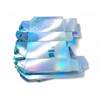 Boîte en papier argenté holographique arc-en-ciel, impression personnalisée, boîte d'emballage pliable pour compléments alimentaires