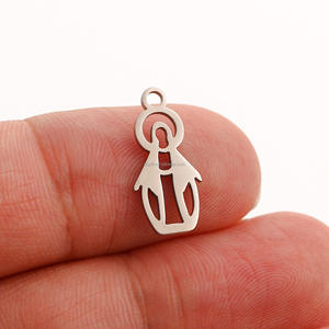 Etiqueta de Joyería Personalizada, Amuleto de la Virgen María Chapado en Oro, Amuleto de la Salve María de Acero Inoxidable, Colgante Religioso para Collar o Pulsera DIY - Product Image 5