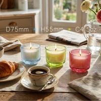 FENGJUN Pot à bougie en verre pressé avec base anti-brûlure, nervuré et lisse, 4,5 oz, couleur personnalisable en petite série disponible