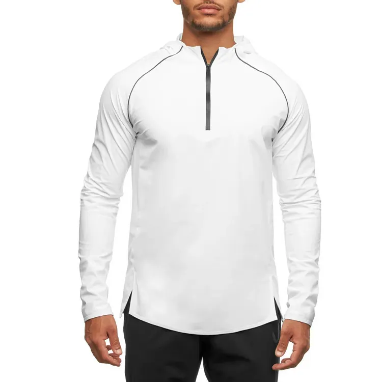Custom manufacturer unisex polyester slim Sweat absorbent and breathable zip pullover hoodies