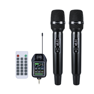 Microfono Wireless Intelligente DSP Anti-Feedback UHF, Doppio Microfono Wireless con <span class=keywords><strong>Bluetooth</strong></span>, Telecomando e Abbinamento Automatico della Frequenza M510 - Product Image 1