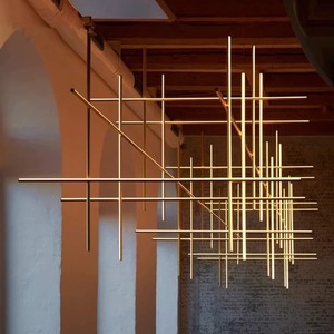 Tùy Chỉnh Hiện Đại Bắc Âu <span class=keywords><strong>LED</strong></span> Mặt Dây Chuyền Tuyến Tính Ánh Sáng Có Thể Điều Chỉnh Hình Chữ Nhật Vuông Dài Hình Học Kết Hợp Nhóm Đèn Chùm Cho Khách Sạn - Product Image 3