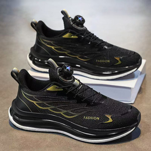 Chaussures de sport pour hommes de bonne qualité, bouton rotatif, doublure en maille respirante, semelle épaisse, amortissante, tendance, antidérapante - Product Image 3