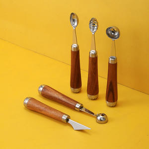 Rosewood <b>Ice</b> <b>Cream</b> Scoop Set 304 Stainless Steel Manual Fruit <b>Ball</b> Scoop For Platter Making - Product Image 2