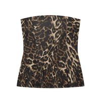 Set 2 Potong Wanita PB&ZA 2026 Fashion Motif Leopard Set Vintage Rompi Tanpa Tali Atasan Tank Top + Celana Setelan Wanita